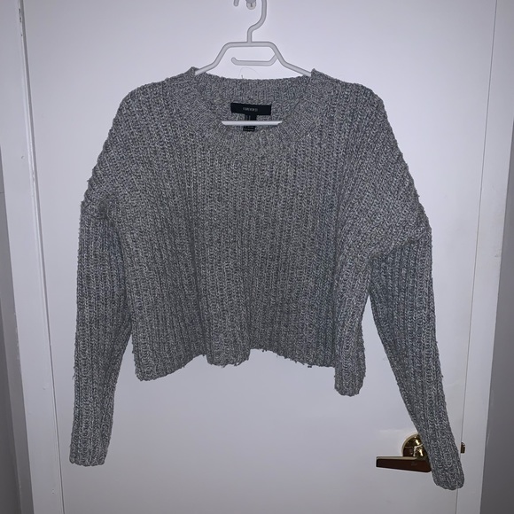 ⭐️HOST PICK⭐️ [M]👚F21 grey knitted cropped sweater - Picture 1 of 6